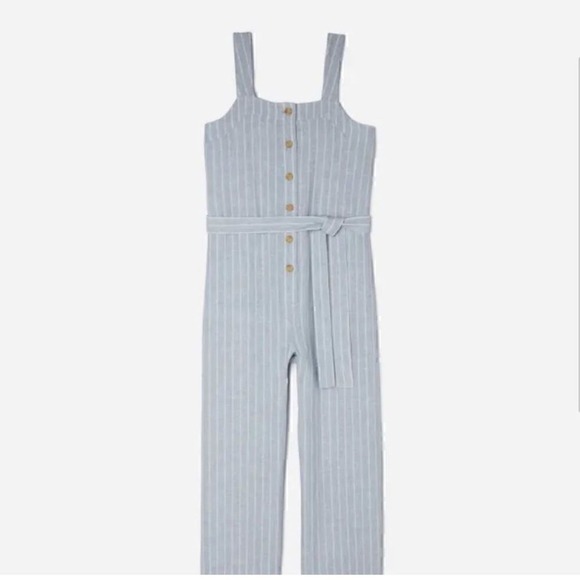 NEW Everlane Linen Jumpsuit Stripe Blue White Size 8 Sustainable Modern - Picture 3 of 3